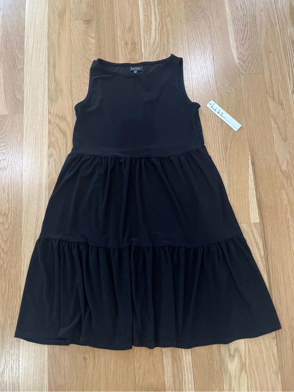 Nicole Miller New York Black Tiered Midi Dress NWT XS Sleeveless